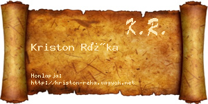 Kriston Réka névjegykártya